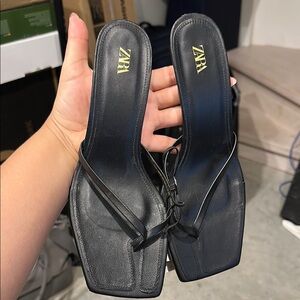 Zara Black Strappy Sandals